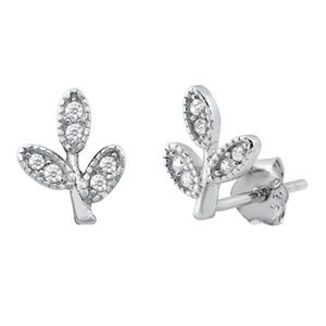 .925 Sterling Silver Clear CZ Tree Branch Earrings